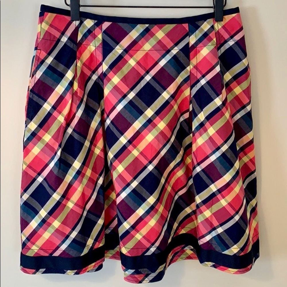 LL Bean plaid pleated skirt